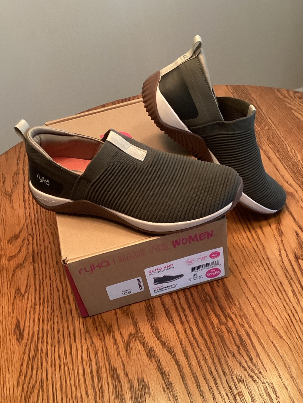 Ryka Slip-On Walking Sneakers - Echo Knit Alpine Green